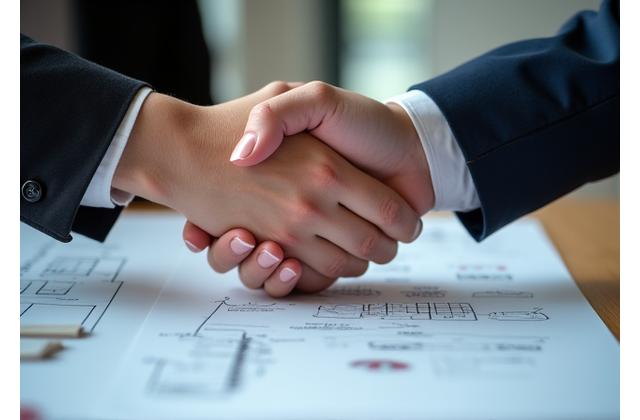 Mains se serrant pour un partenariat collaboratif